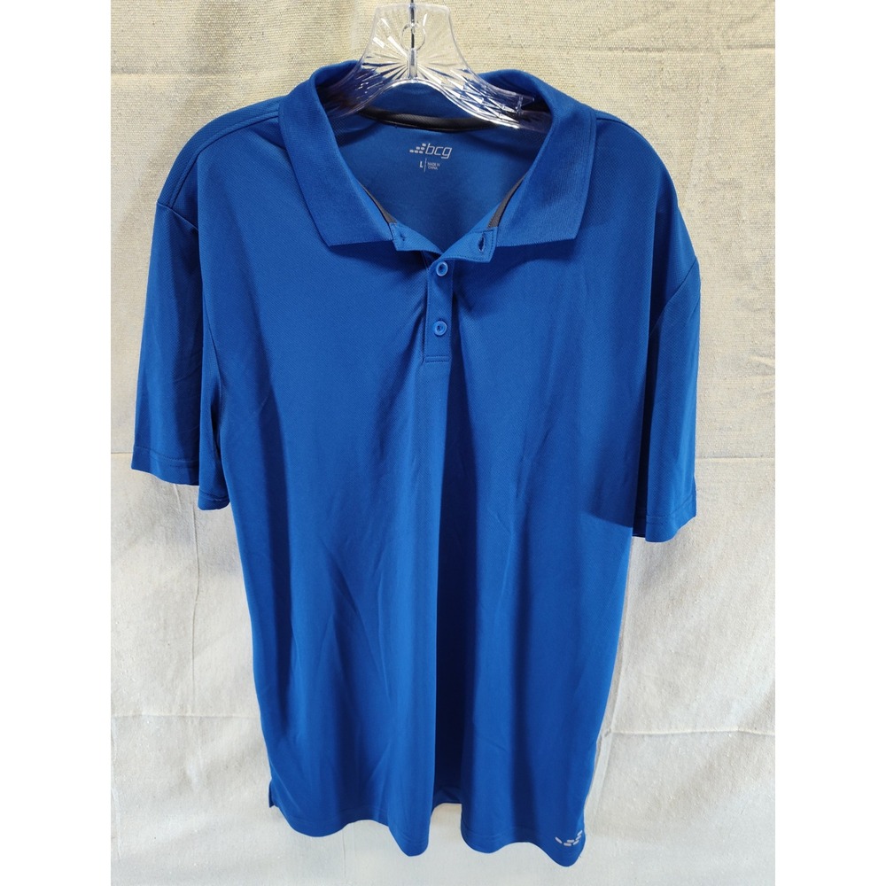 BCG Mens Blue Short Sleeve Performance‎ Polo Shirt Size Large Golf Athletic 1939